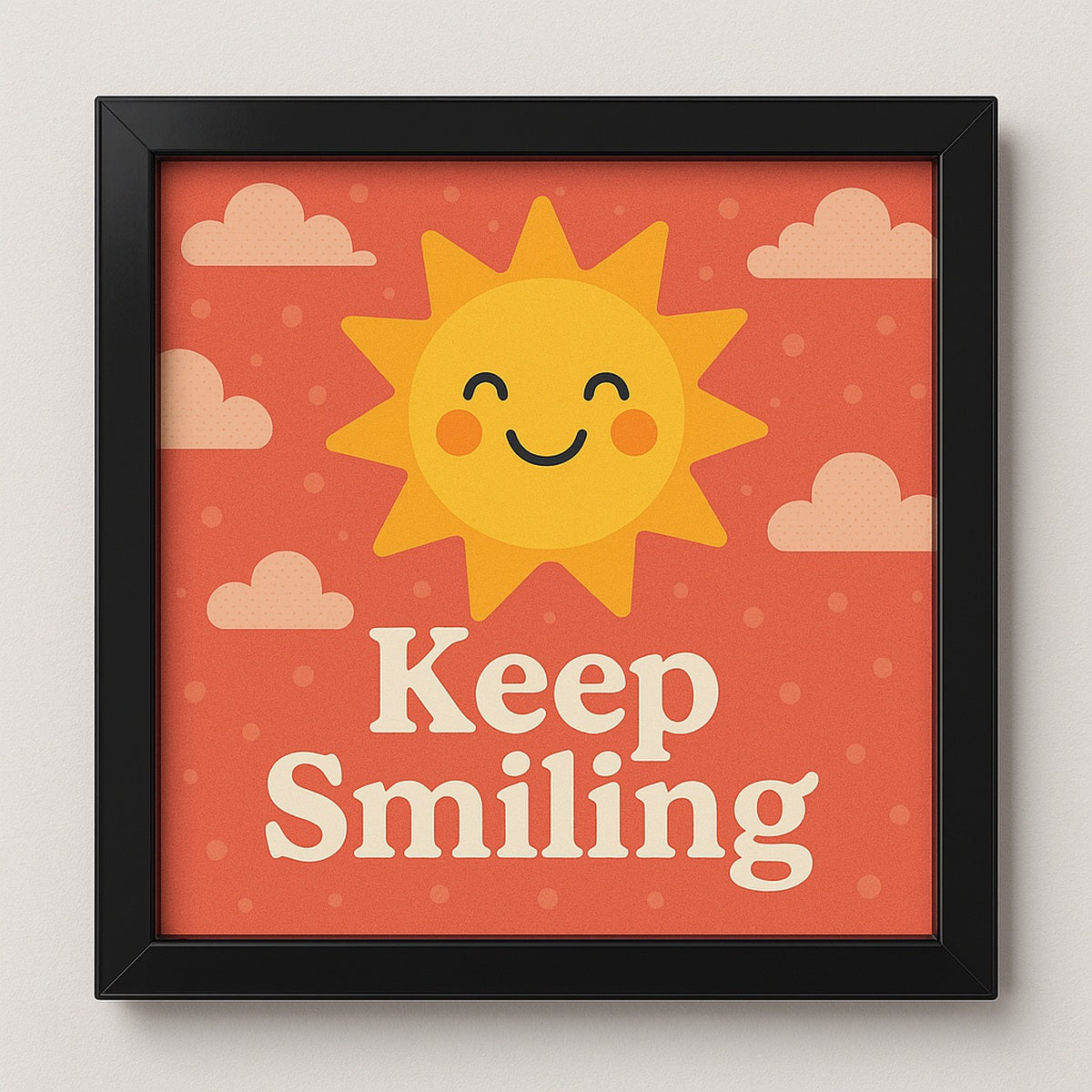 Keep Smiling Kids Wall Frame – Cute Sun Motivational Wall Art | Wallfox