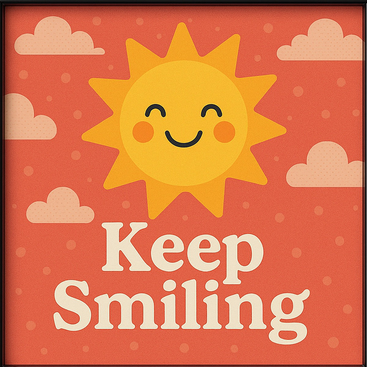 Keep Smiling Kids Wall Frame – Cute Sun Motivational Wall Art | Wallfox