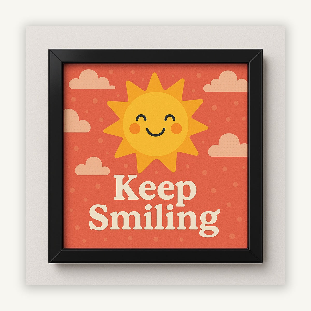 Keep Smiling Kids Wall Frame – Cute Sun Motivational Wall Art | Wallfox
