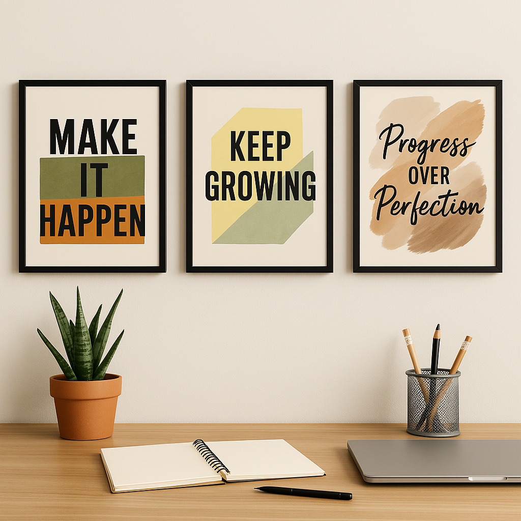 Growth Mind Wall Trio – Happen. Grow. Progress.