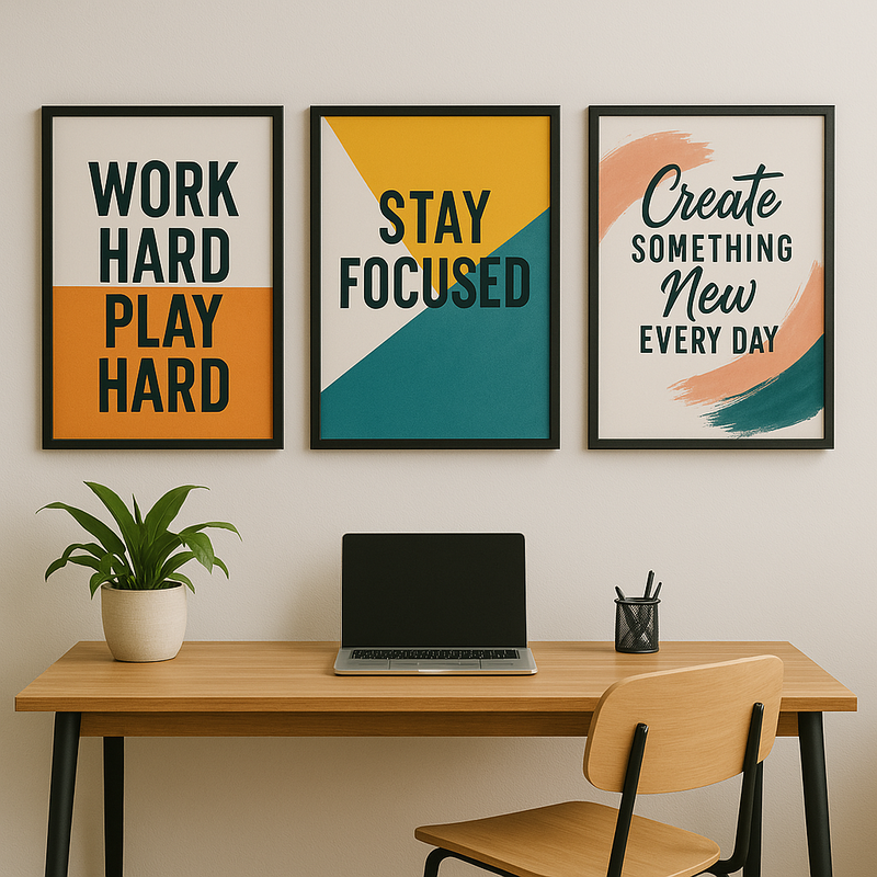 Driven Days Wall Set – Work. Focus. Create. – framed wall art
