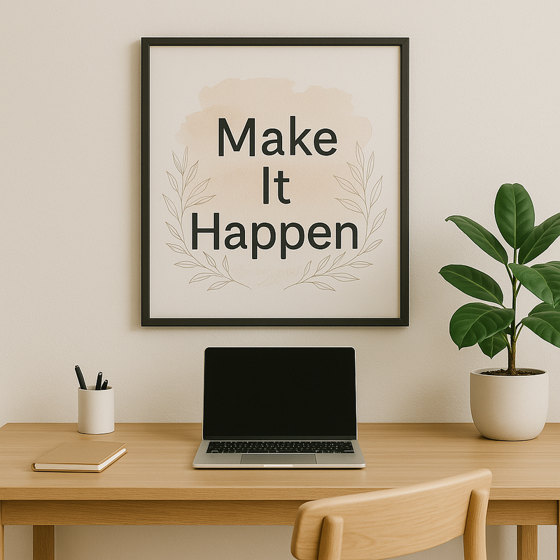 Make It Happen – Motivational Minimal Wall Art – framed wall art