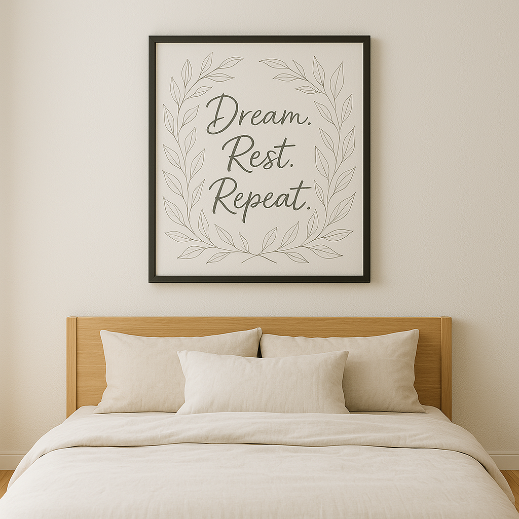 Dream. Rest. Repeat. – Tranquil Bedroom Wall Art