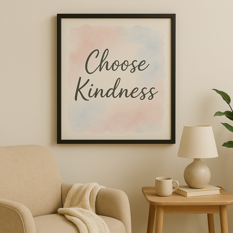 Choose Kindness – Soft Watercolor Wall Art – framed wall art
