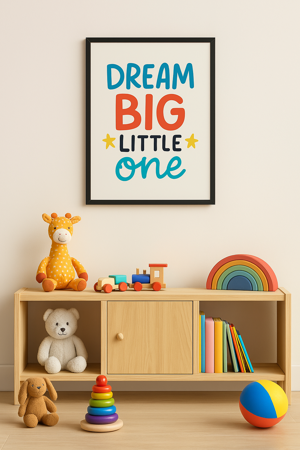 Dream Big Little One – Colorful Kids Room Wall Art