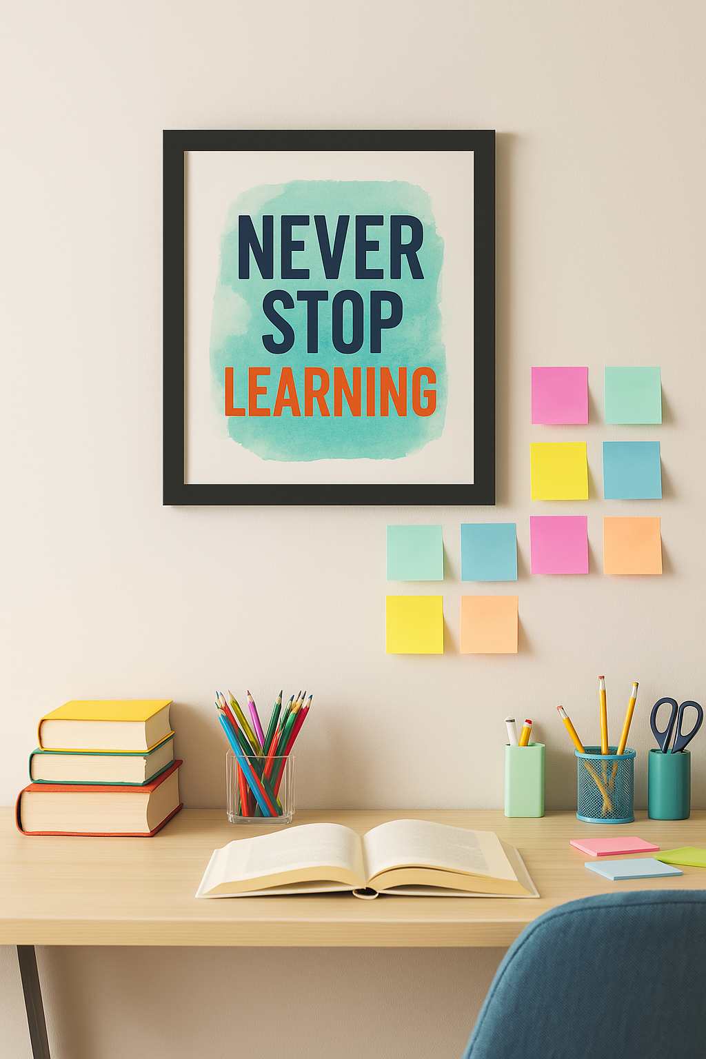 Never Stop Learning – Study Motivation Wall Art