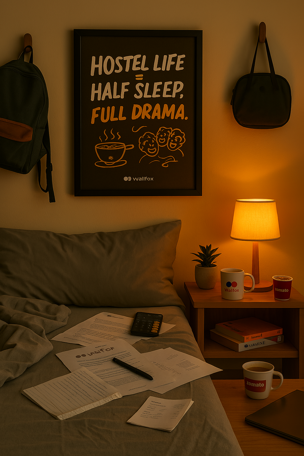Hostel Life = Half Sleep, Full Drama – Student Room Wall Art