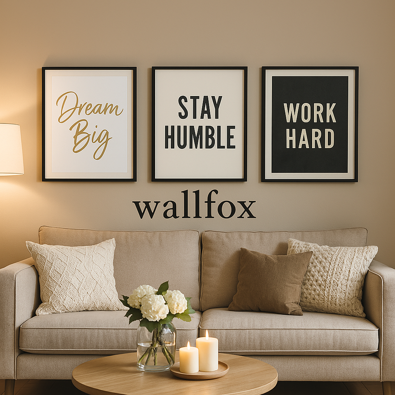 Dream Big. Stay Humble. Work Hard – 3-Frame Set – framed wall art