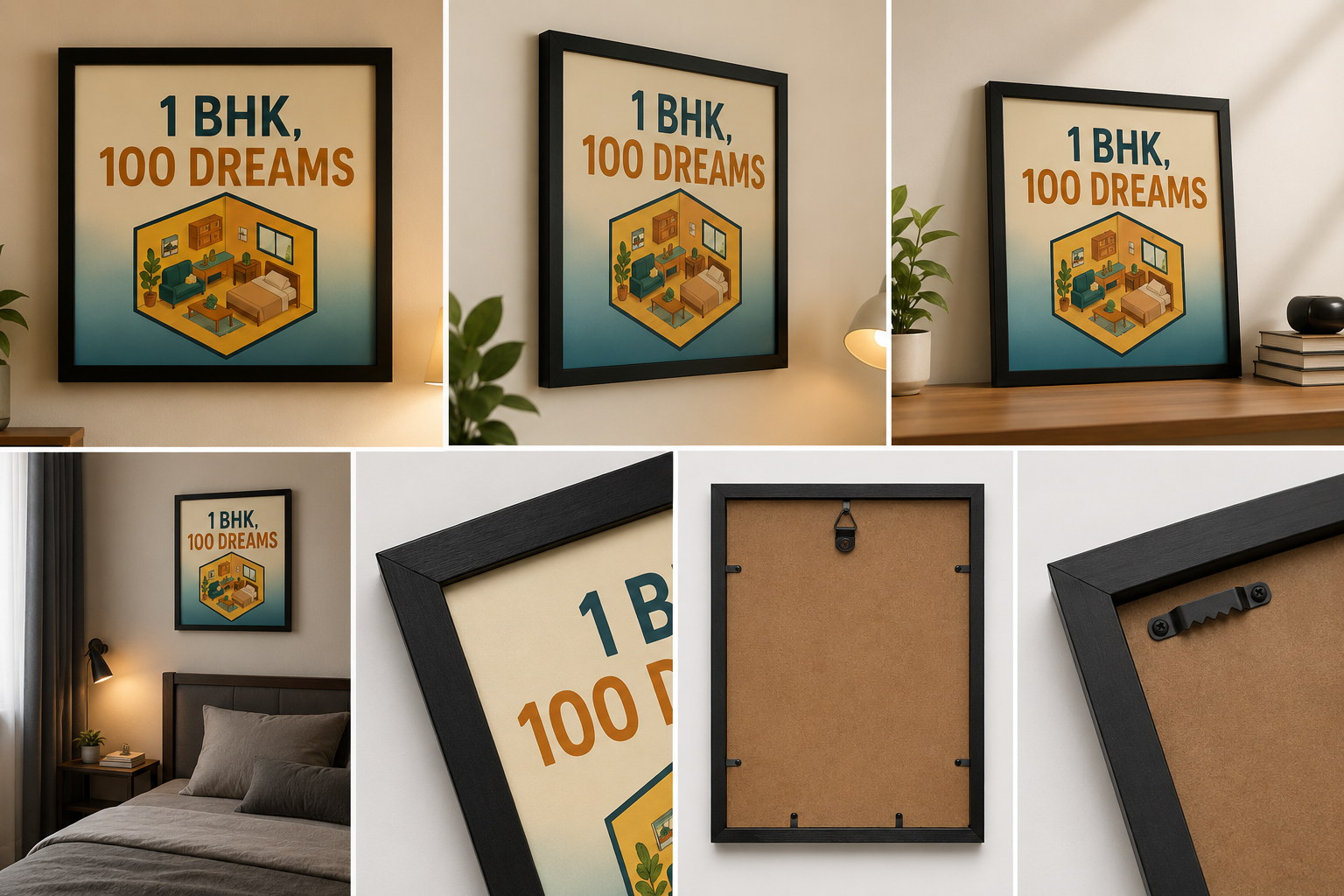 1 BHK, 100 Dreams | Motivational Wall Frame