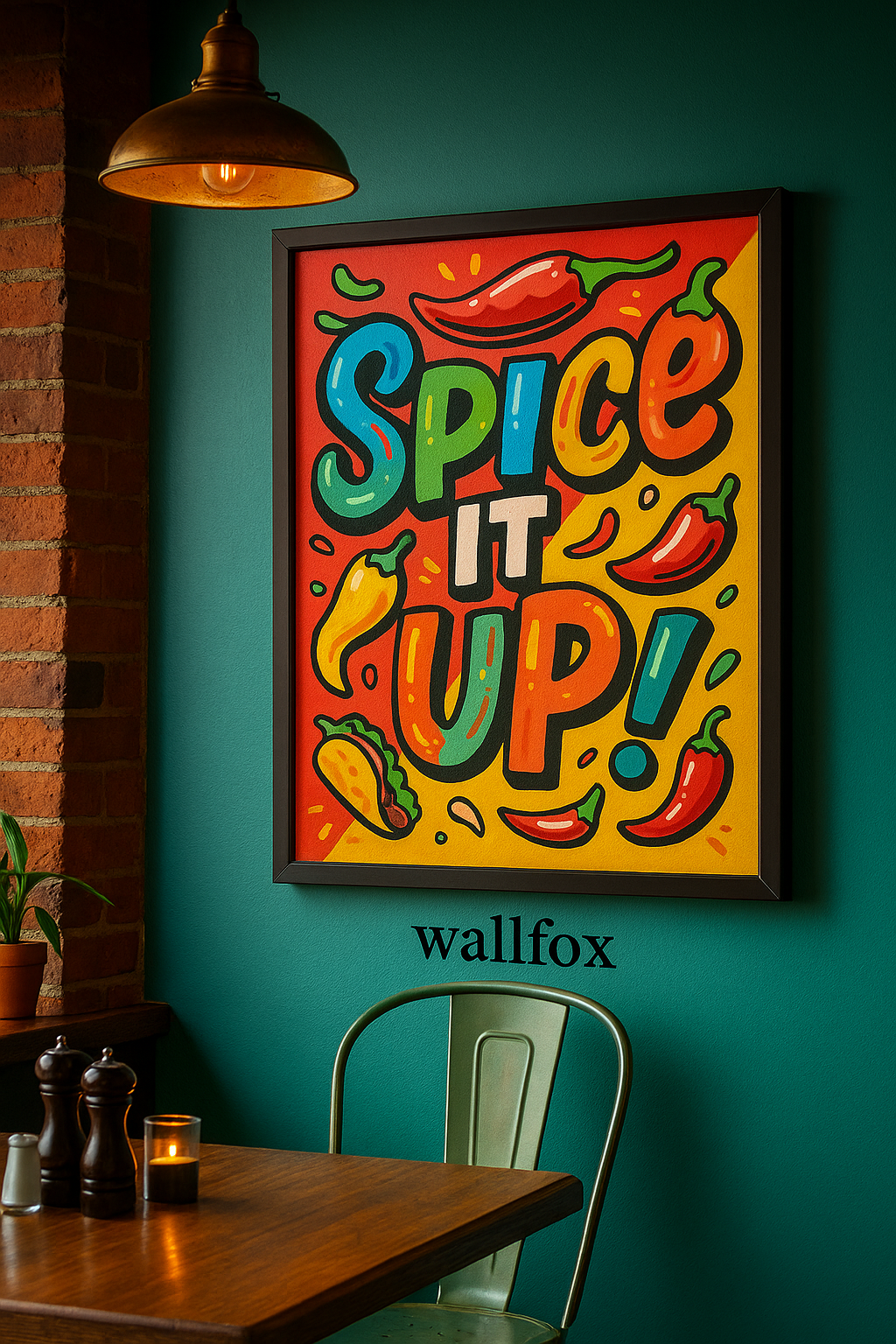 WALLFOX Spice It Up – Restaurant Wall Art Frame; 9 x 12 inch; MDF framed wall art