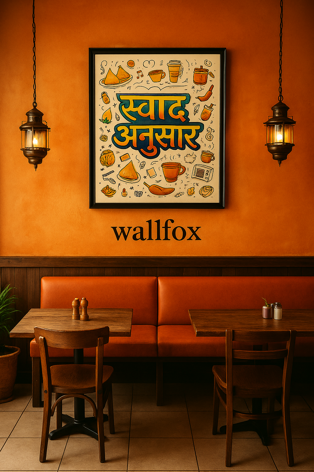WALLFOX Swad Anusaar – Indian Restaurant Wall Art Frame; 9 x 9 inch; MDF framed wall art