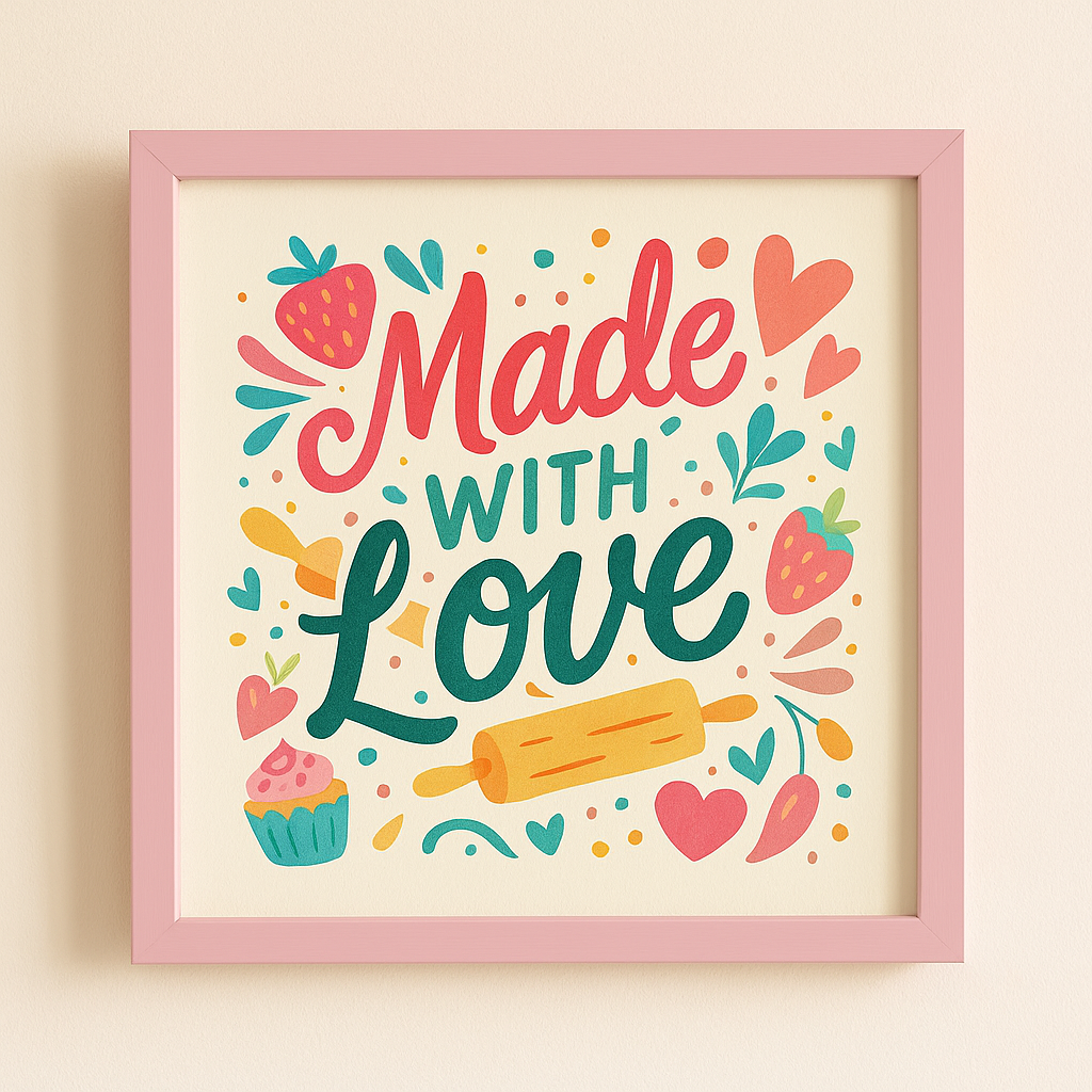 WALLFOX Made with Love – Café Wall Art Frame; 9 x 9 inch; MDF framed wall art