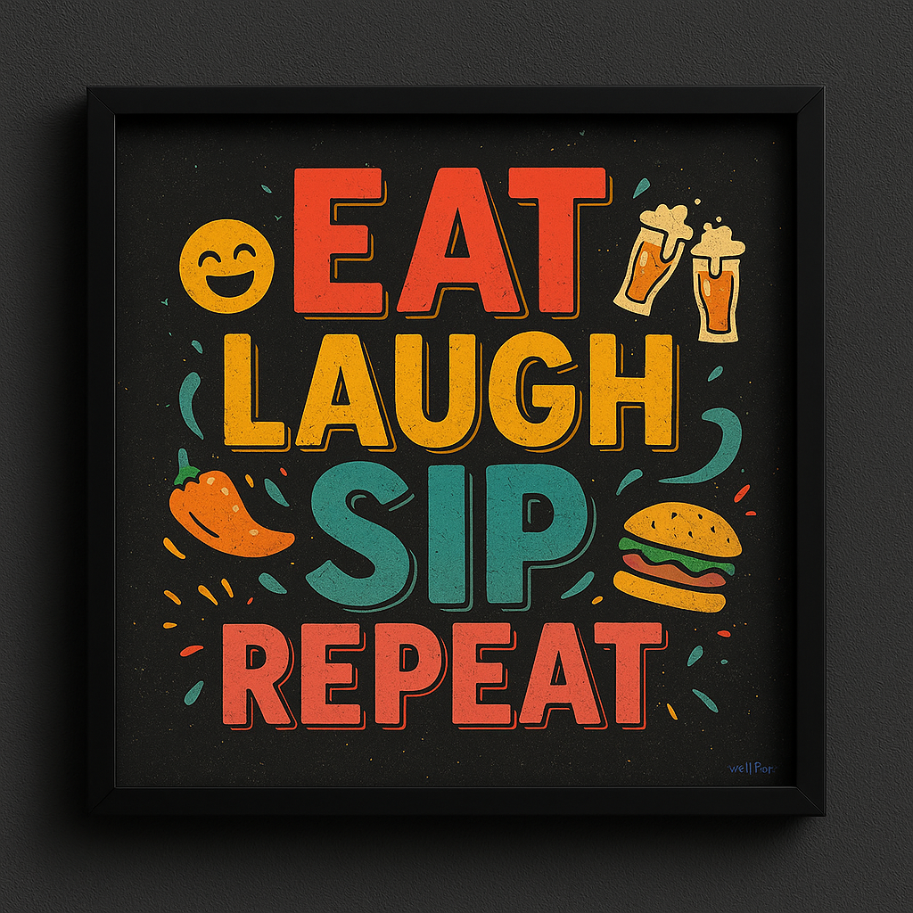 Eat, Laugh, Sip, Repeat – Café Wall Art Frame