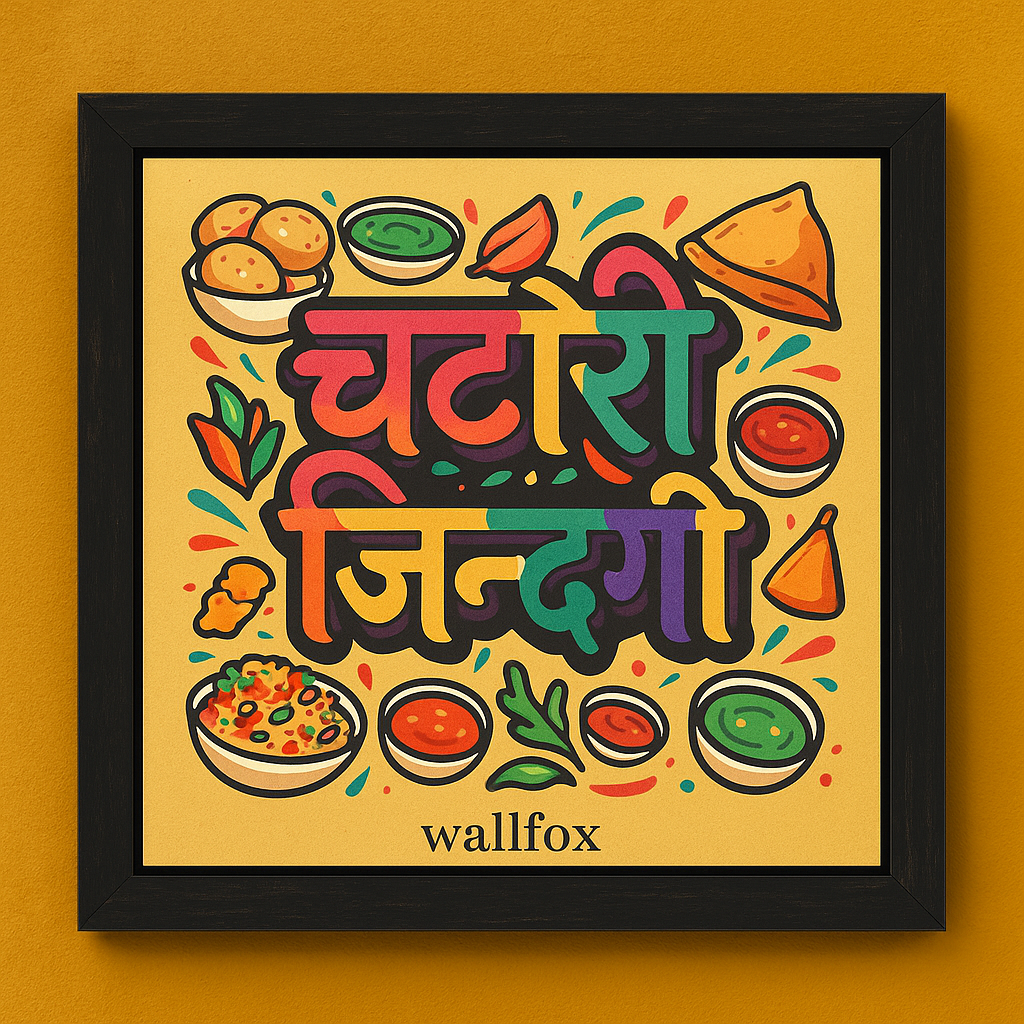 WALLFOX Chatori Janta – Indian Food Wall Art Frame; 9 x 9 inch; MDF framed wall art