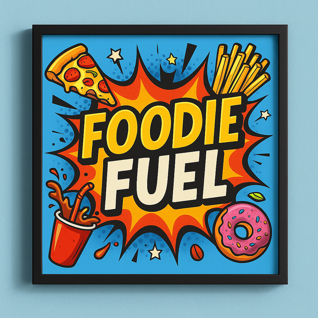 WALLFOX Foodie Fuel – Restaurant Wall Art Frame; 9 x 9 inch; MDF framed wall art