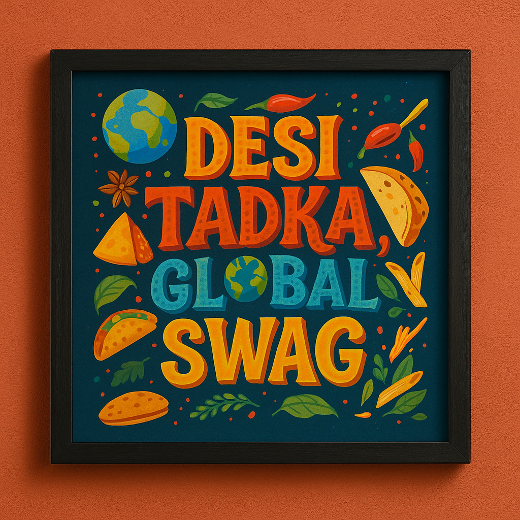 WALLFOX Desi Tadka, Global Swag – Restaurant Wall Art Frame; 9 x 9 inch; MDF framed wall art