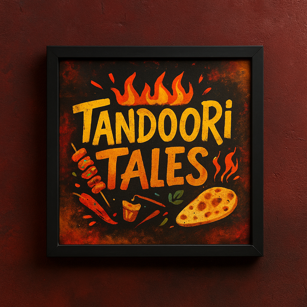 WALLFOX Tandoori Tales – Indian Restaurant Wall Art Frame; 9 x 9 inch; MDF framed wall art