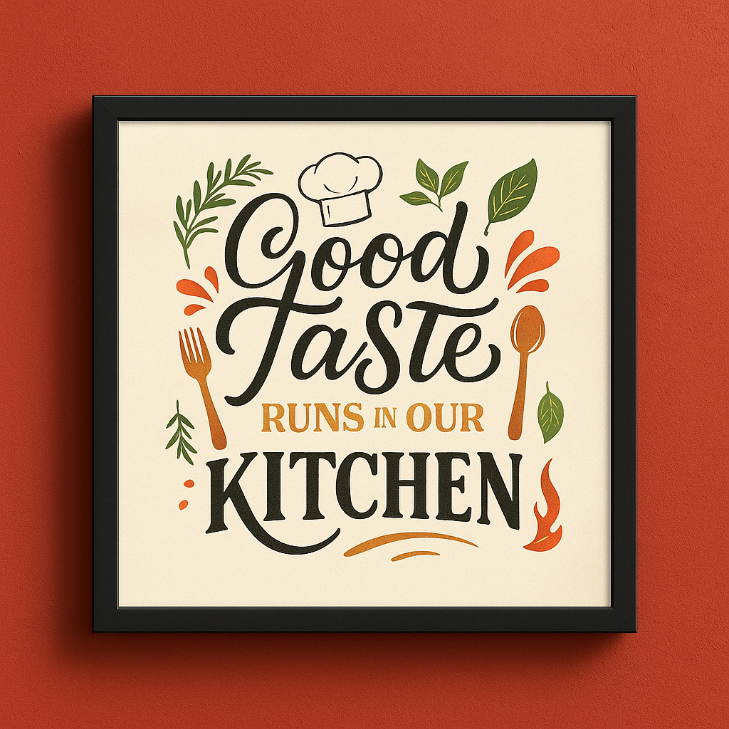 Good Taste Runs in Our Kitchen framed restaurant wall art