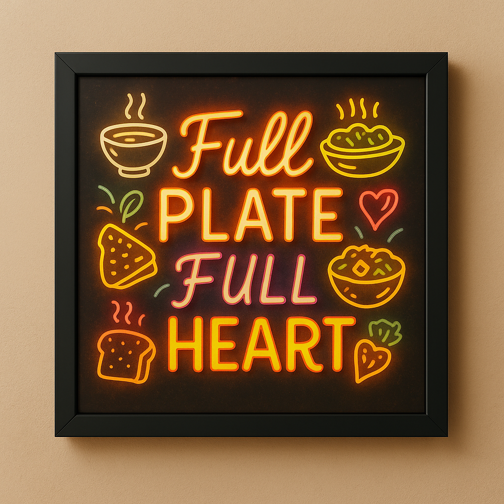 Full Plate Full Heart framed restaurant wall art