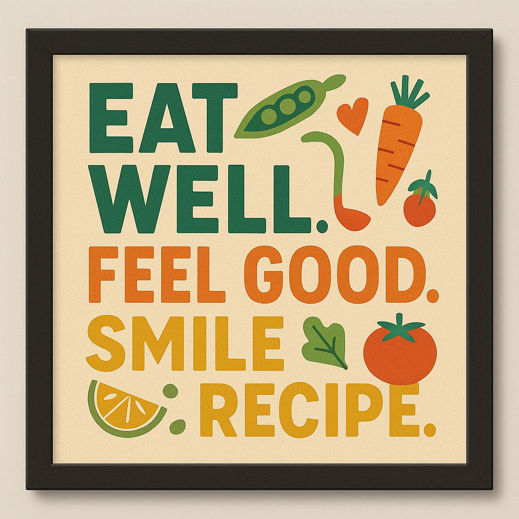 Eat Well, Feel Good, Smile – Kitchen Wall Art