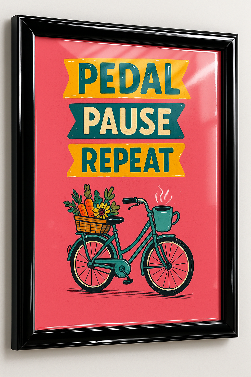 Pedal Pause Repeat café restaurant wall art