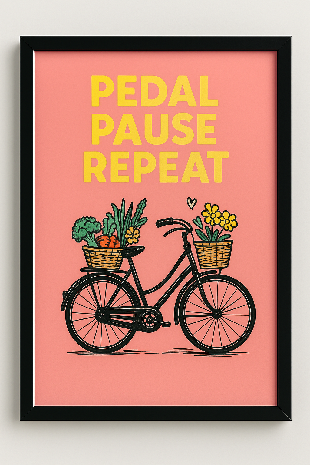 Pedal Pause Repeat kitchen wall art