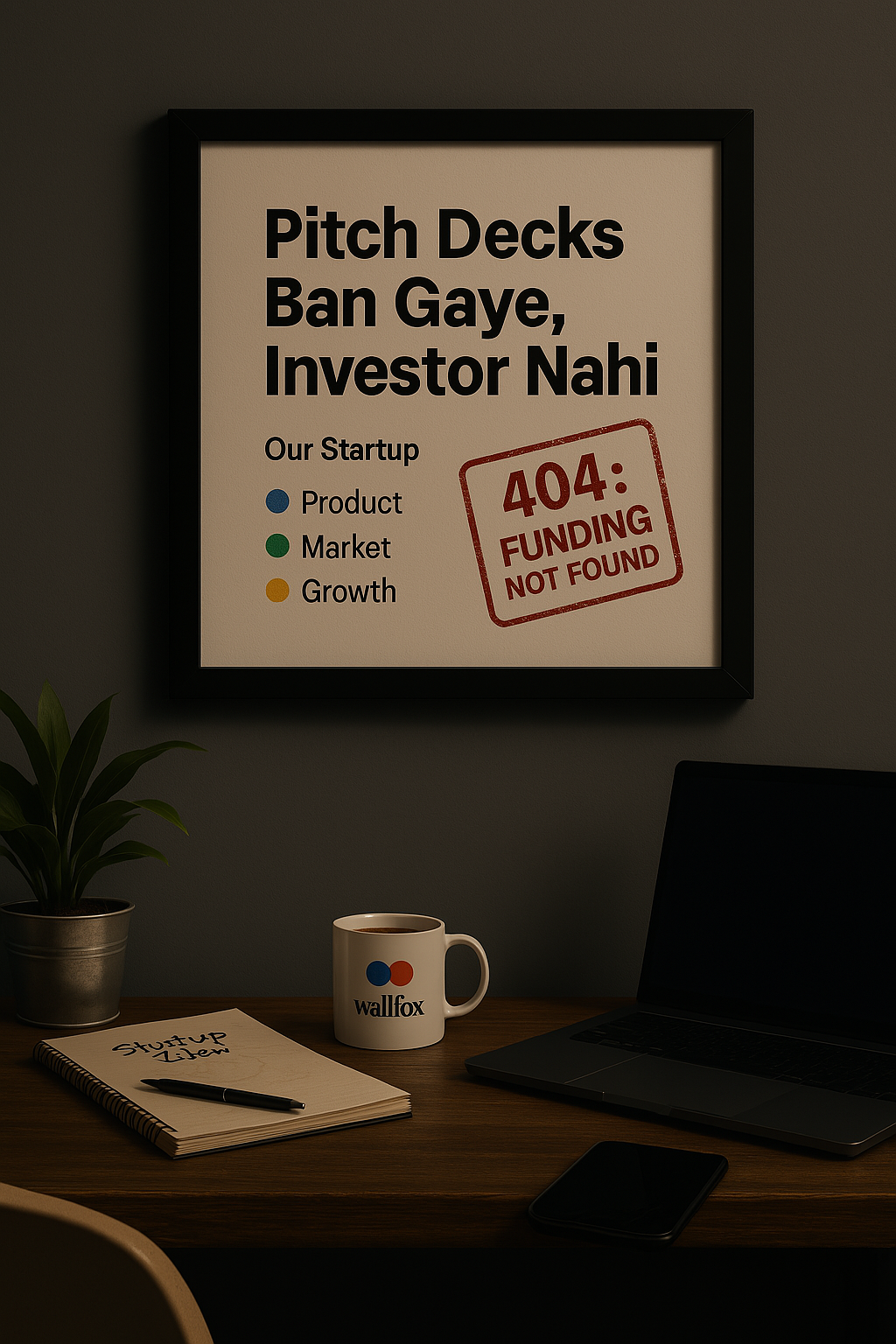 Pitch Decks Ban Gaye, Investor Nahi” – Startup Reality Wall Frame