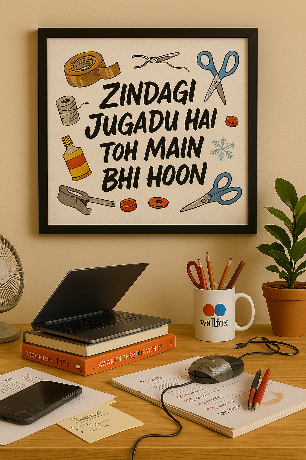 Zindagi Jugadu Hai Toh Main Bhi Hoon” – Desi Hustler Wall Frame