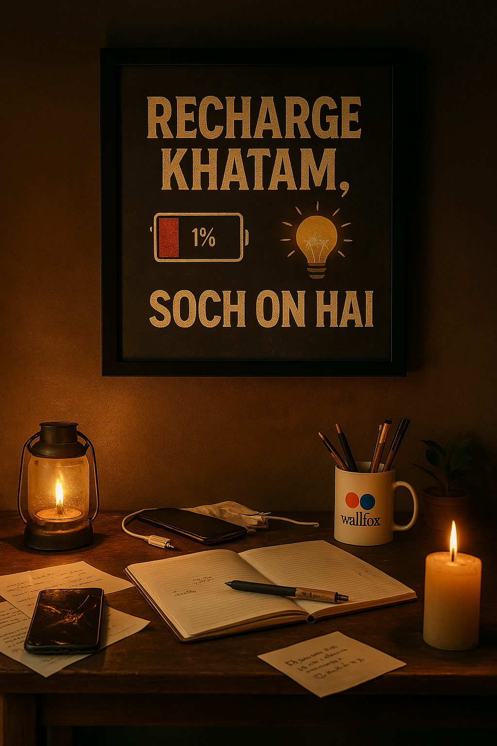 Recharge Khatam, Soch On Hai” – Creative Hustle Wall Frame