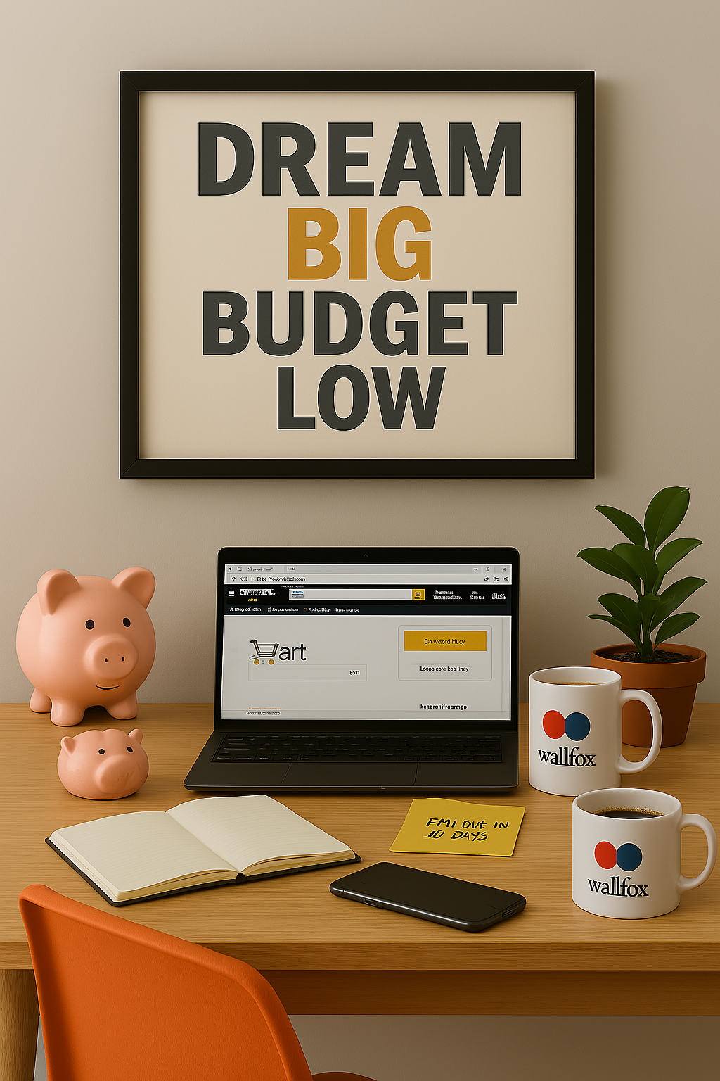 Dream Big, Budget Low” – Frugal Hustler Wall Frame