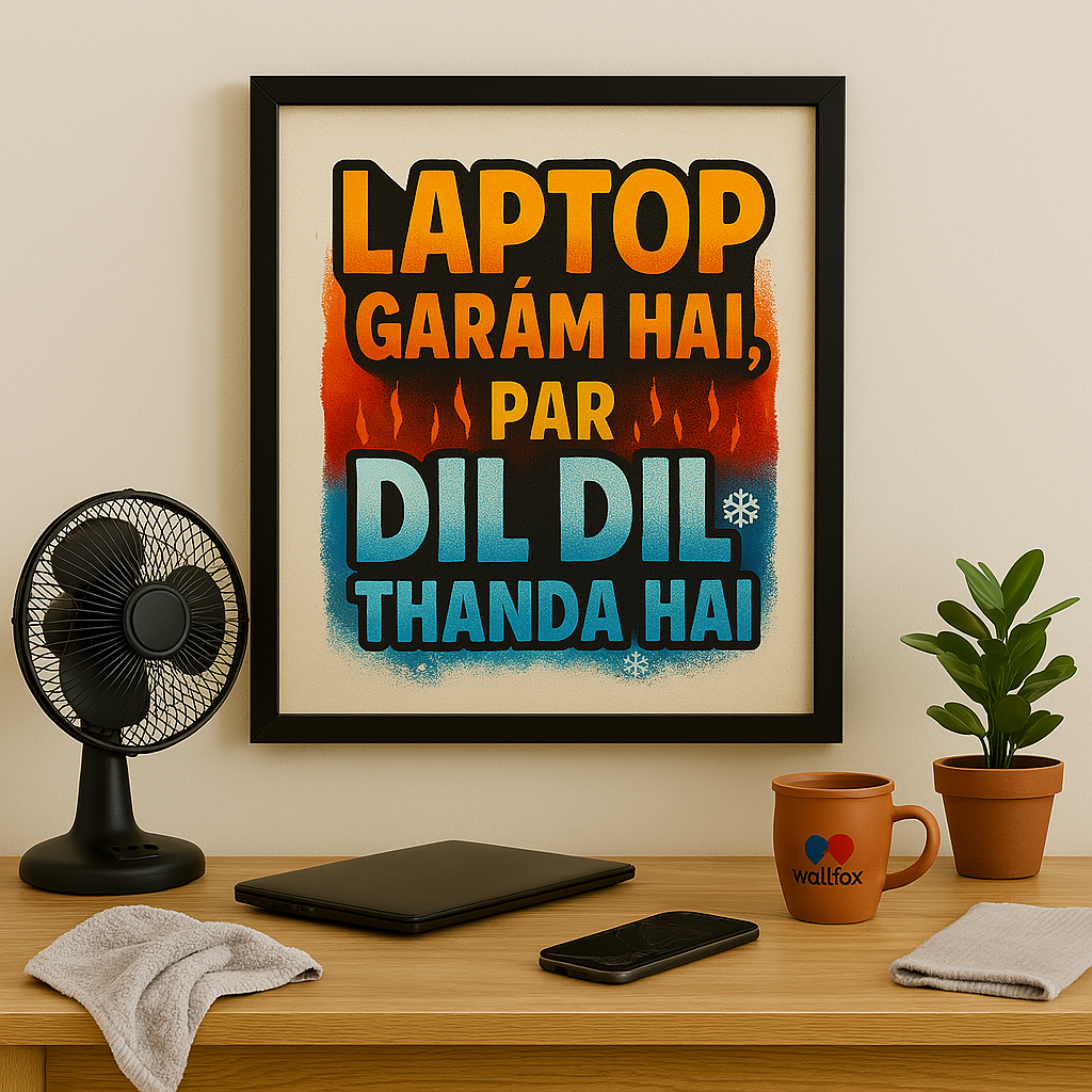 Laptop Garam Hai, Par Dil Thanda Hai” – Work-Life Wall Frame