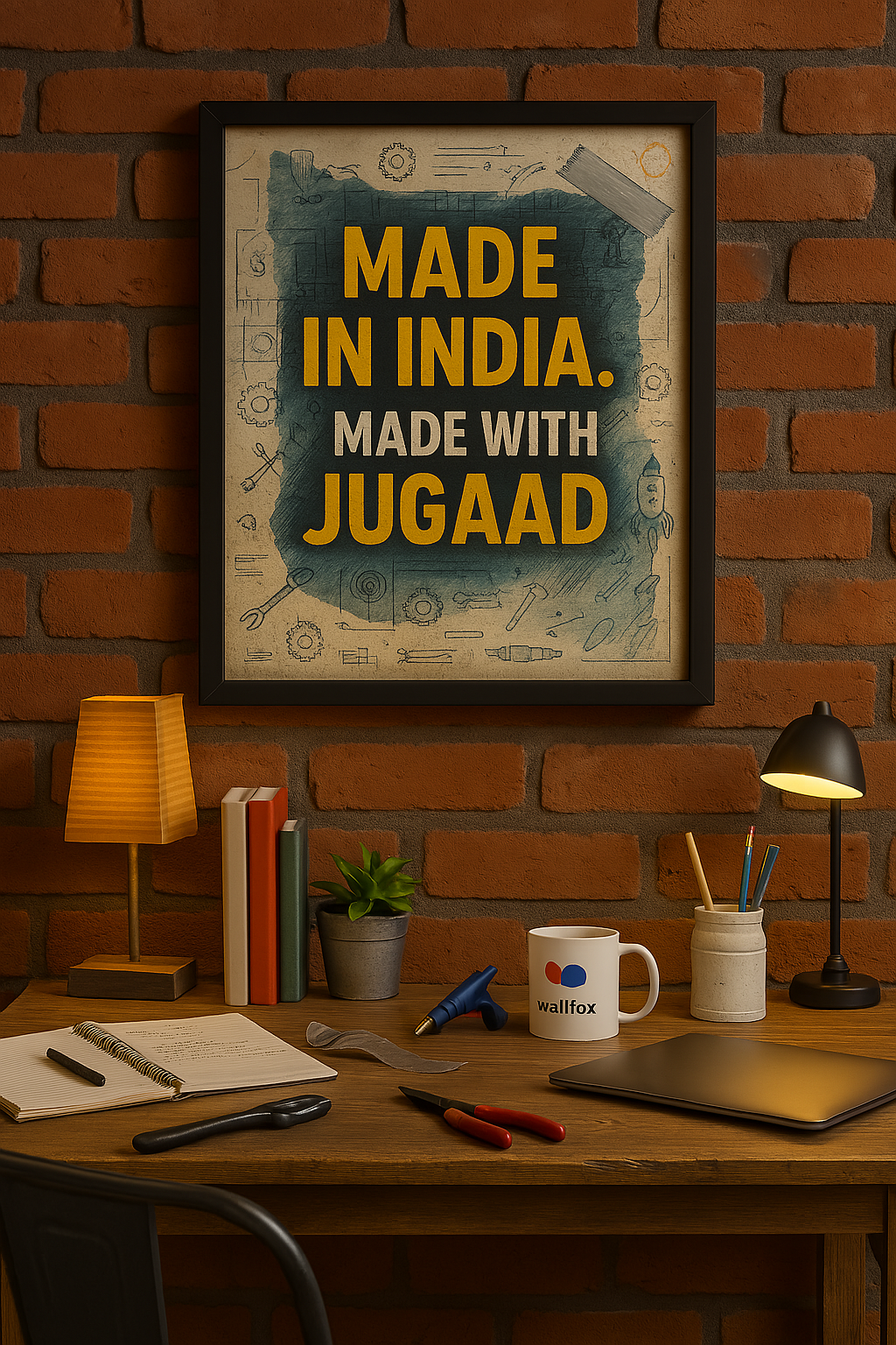Made in India. Made with Jugaad.” – Desi Innovation Wall Frame