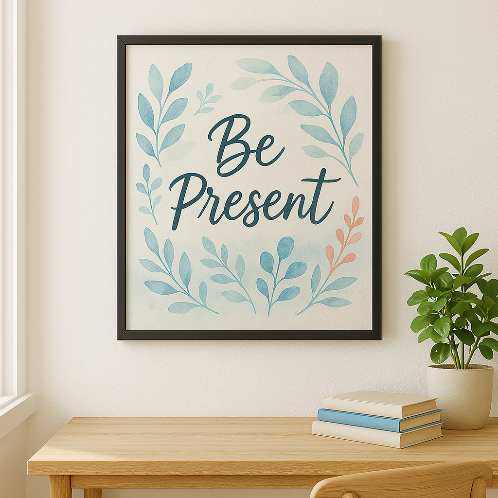 Be Present” – Minimal Mindfulness Wall Frame