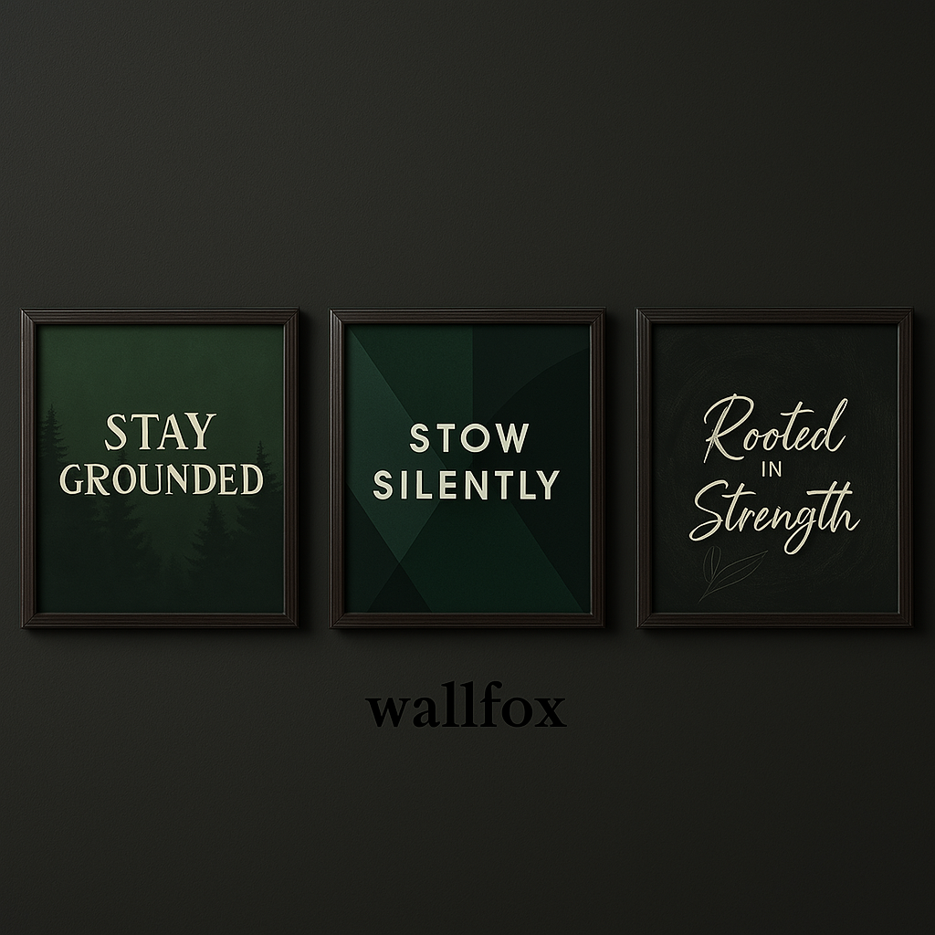 Earthbound Series – Dark Green Mindful Quote Frame Set (Set of 3)