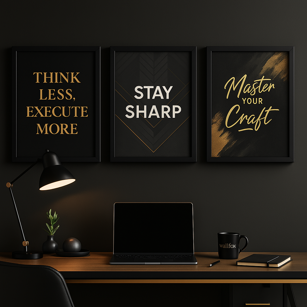Elite Execution Wall Art Set – Black & Gold Series (Set of 3)