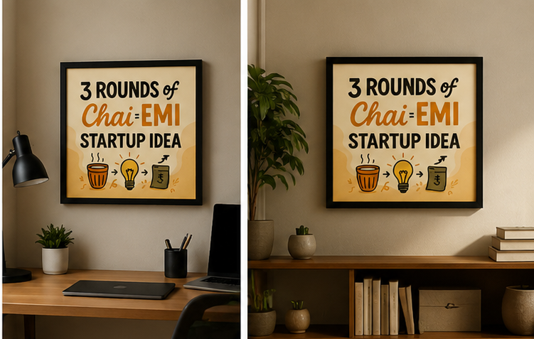 3 Rounds of Chai-EMI Startup Idea | Motivational Wall Frame