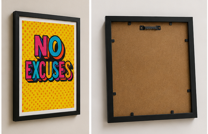 Make It Happen & No Excuses | Motivational Wall Frame Set of 2