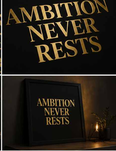 Ambition Never Rests | Premium Motivational Wall Frame