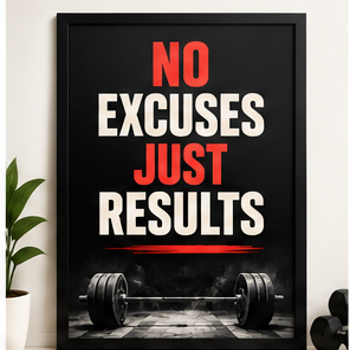 No Excuses Just Results – Gym Wall Frame