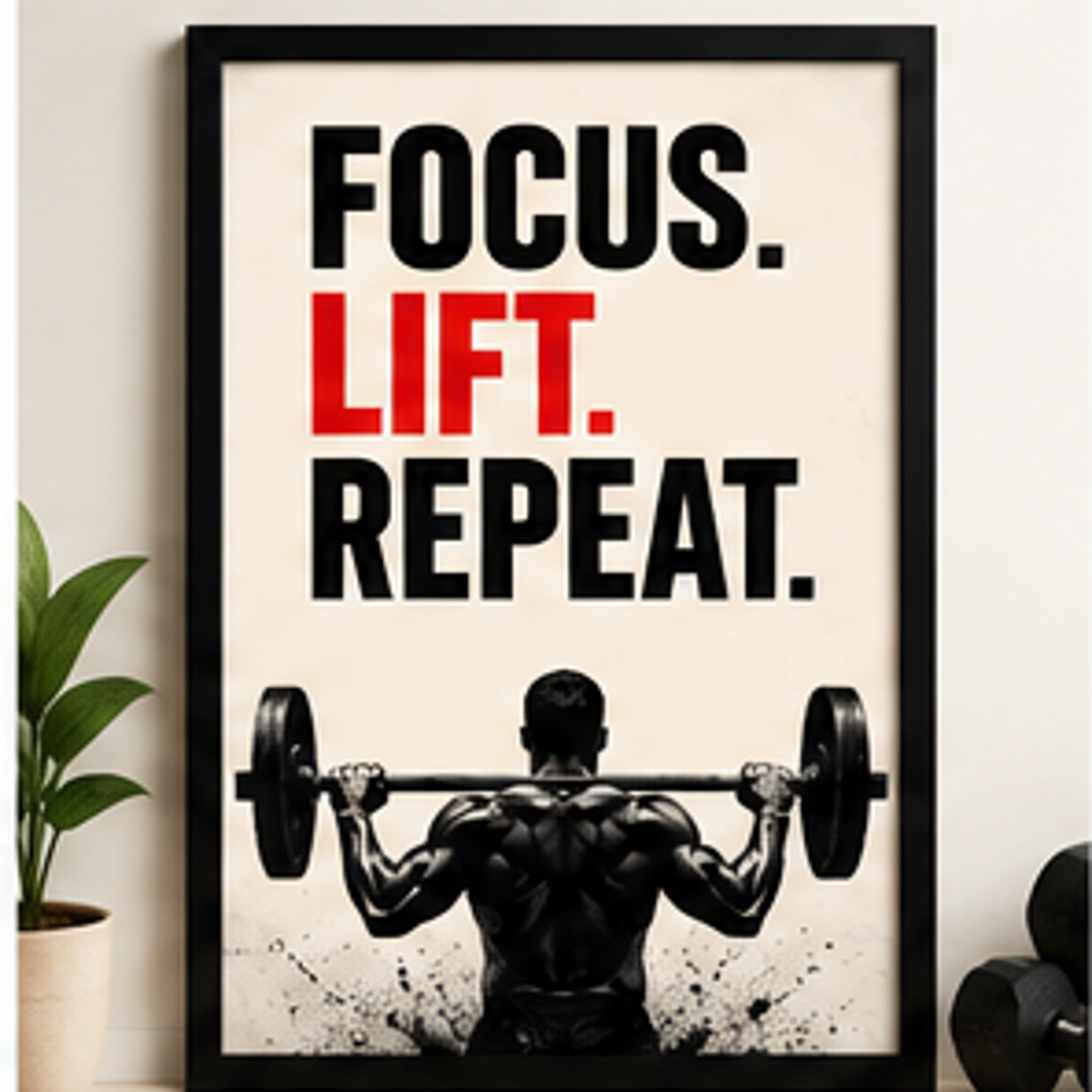 WALLFOX gym frame primary framed artwork in black frame