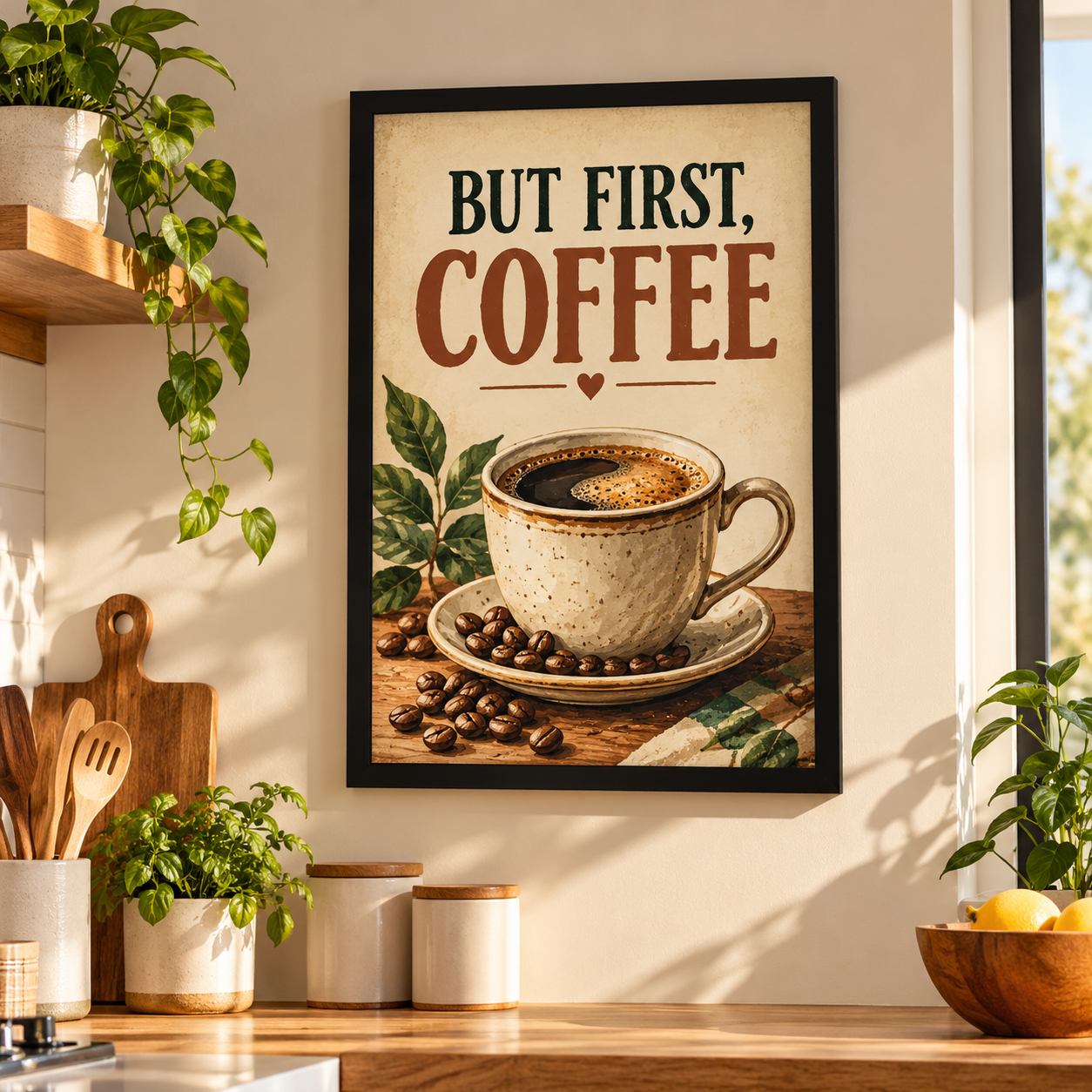 But First, Coffee – Café Style Framed Wall Art