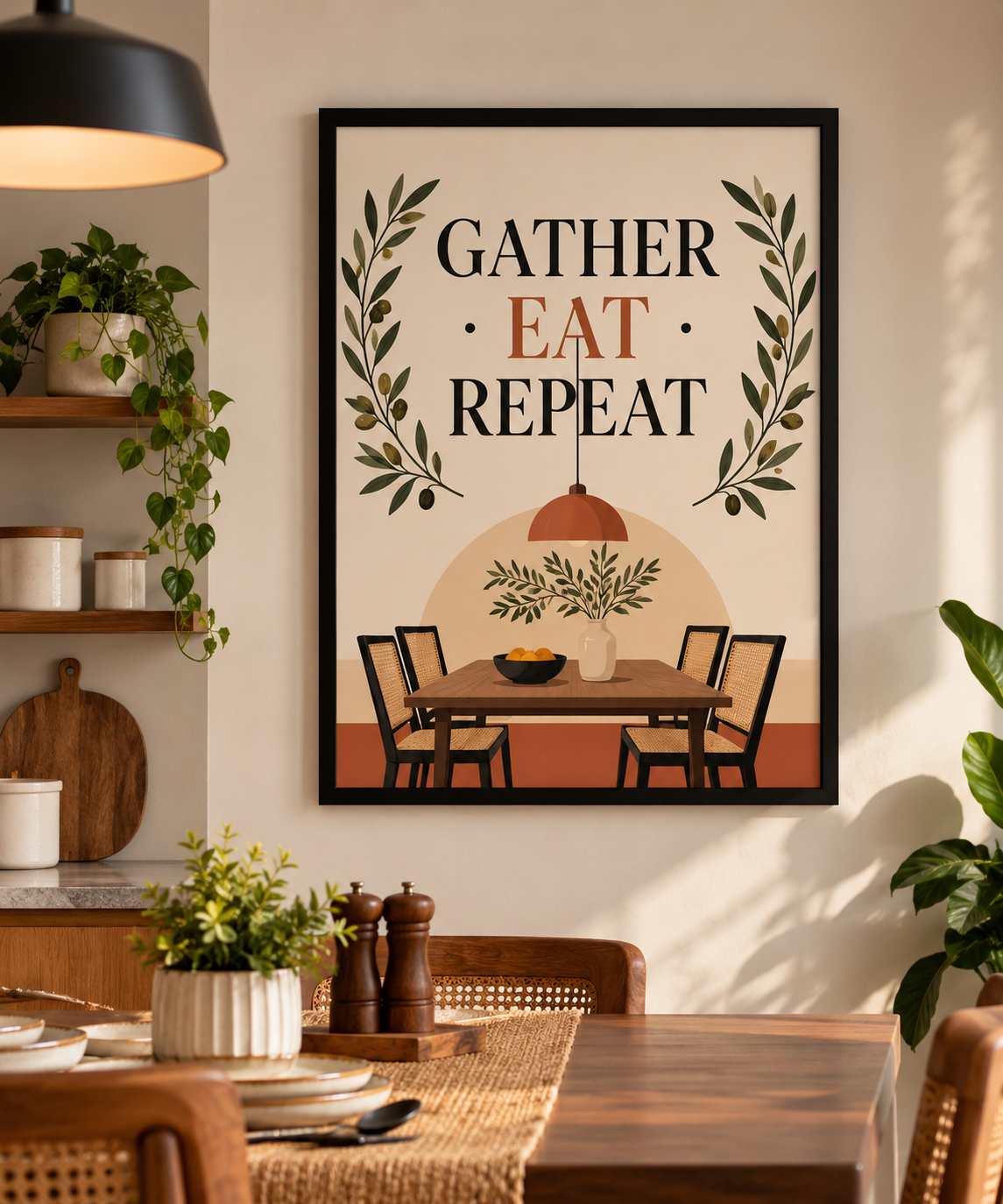 Gather Eat Repeat – Dining Room Framed Wall Art