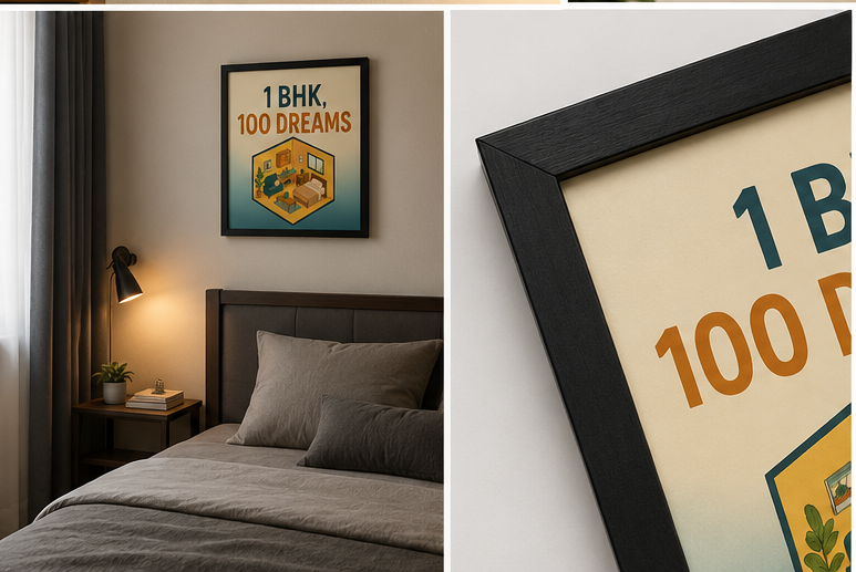 1 BHK, 100 Dreams | Motivational Wall Frame
