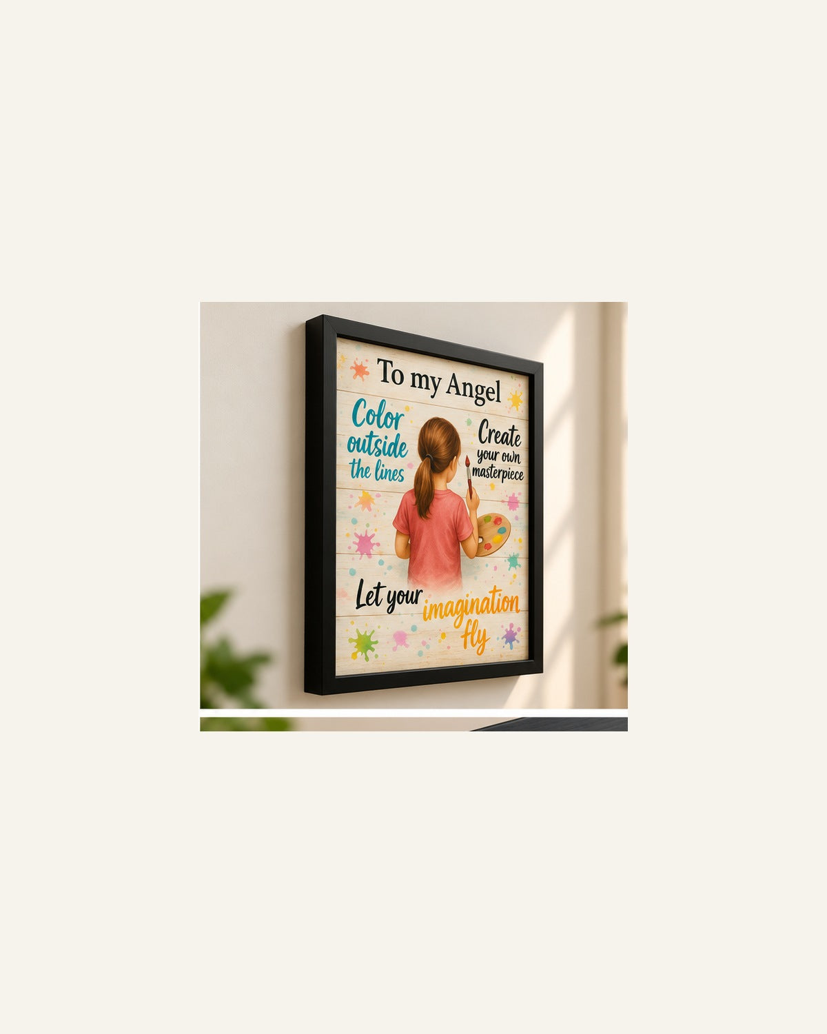 To My Angel Framed Wall Art for Kids | Inspirational Art Print | Black Frame | Wallfox – framed wall art