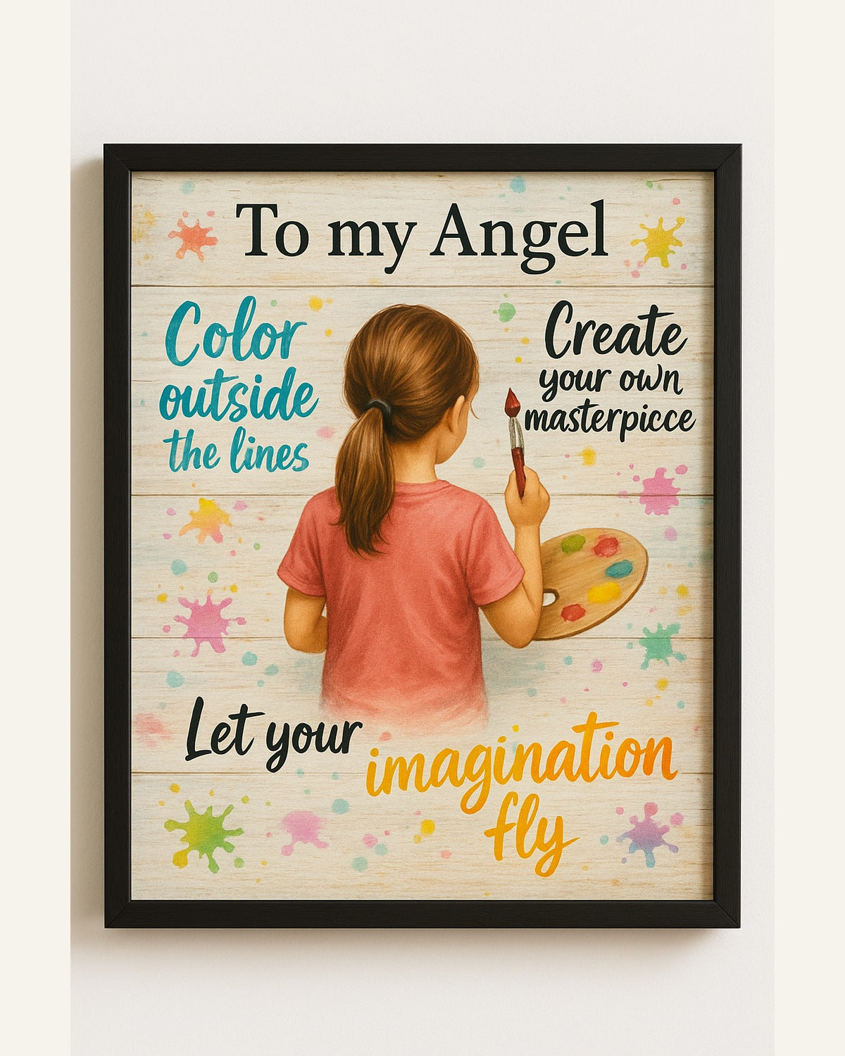 To My Angel Framed Wall Art for Kids | Inspirational Art Print | Black Frame | Wallfox