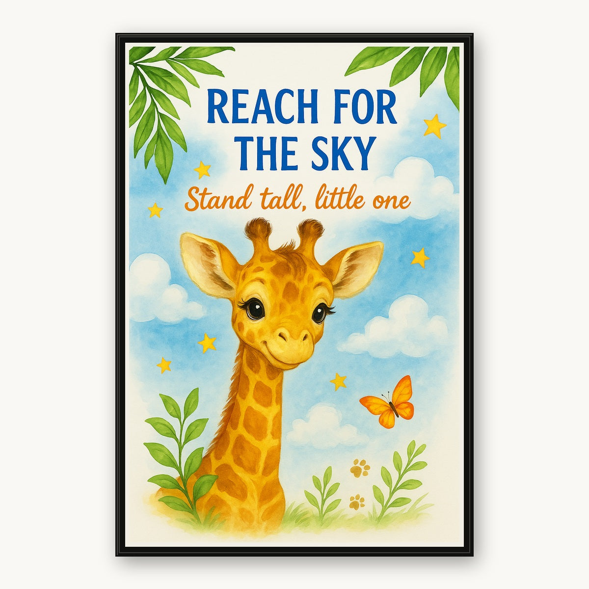 Reach for the Sky – Giraffe Kids Room Wall Art