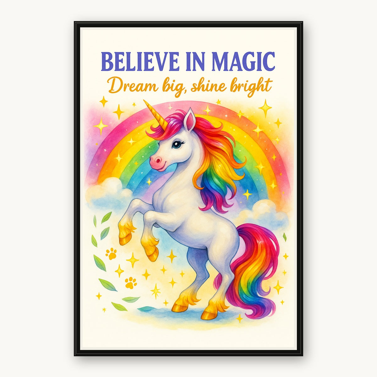 Believe in Magic – Rainbow Unicorn Wall Art