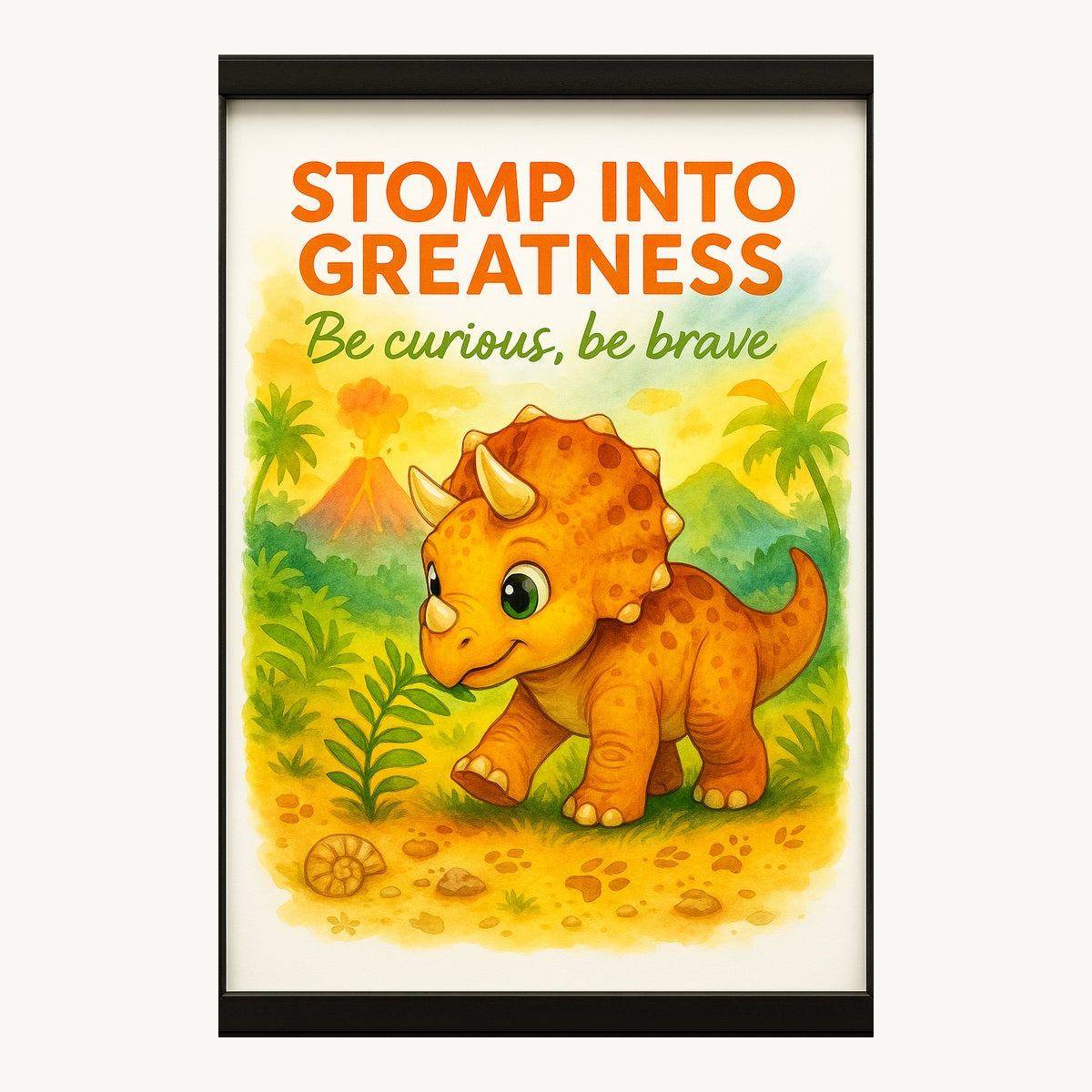 Stomp into Greatness – Dinosaur Kids Room Wall Art