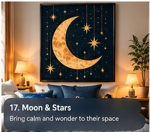 Moon & Stars – Celestial Teen Wall Art