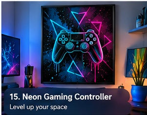 Neon Gaming Controller – Gamer Bedroom Wall Art